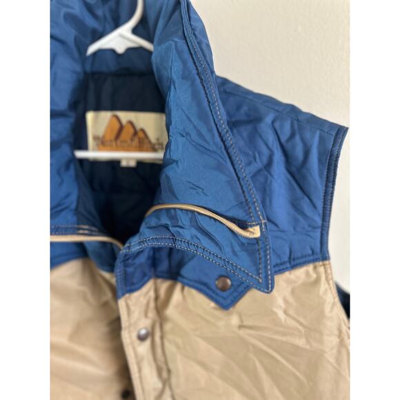 Natural High Down Outerwear Vintage Down Puffer Blue Tan Large - Picture 3 of 8